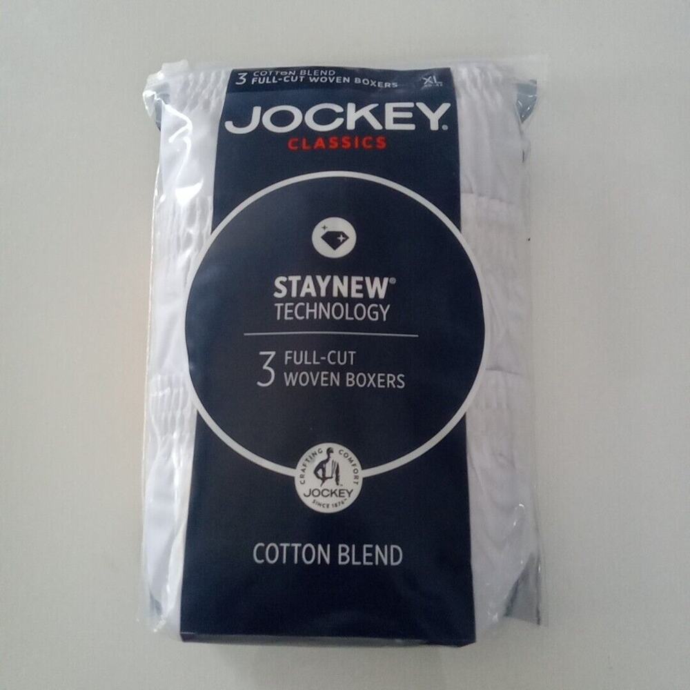 Jockey Classics Fit Full Cut Woven Boxers 3 Pack Men's XL 40-42 White